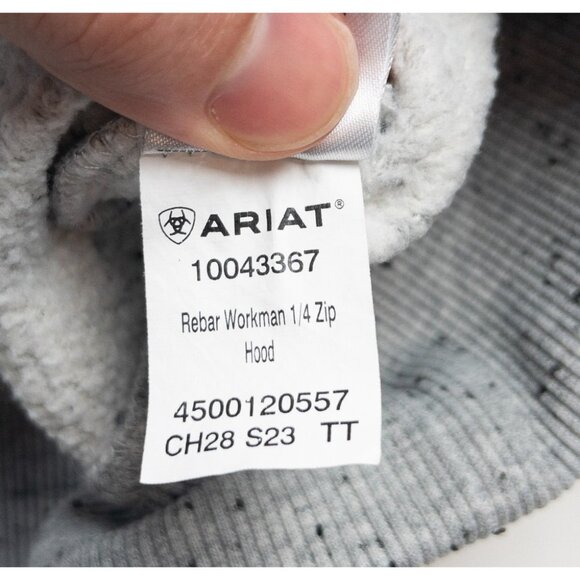 Ariat Rebar Workman Hoodie Sweatshirt Men's 3XL Gray Long Sleeve 1/4 Zip - Picture 10 of 16
